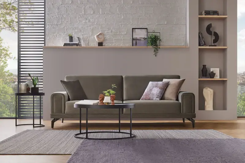 Evora Khaki Emerald 3-Seater Sofa Bed Non-Slip Pad