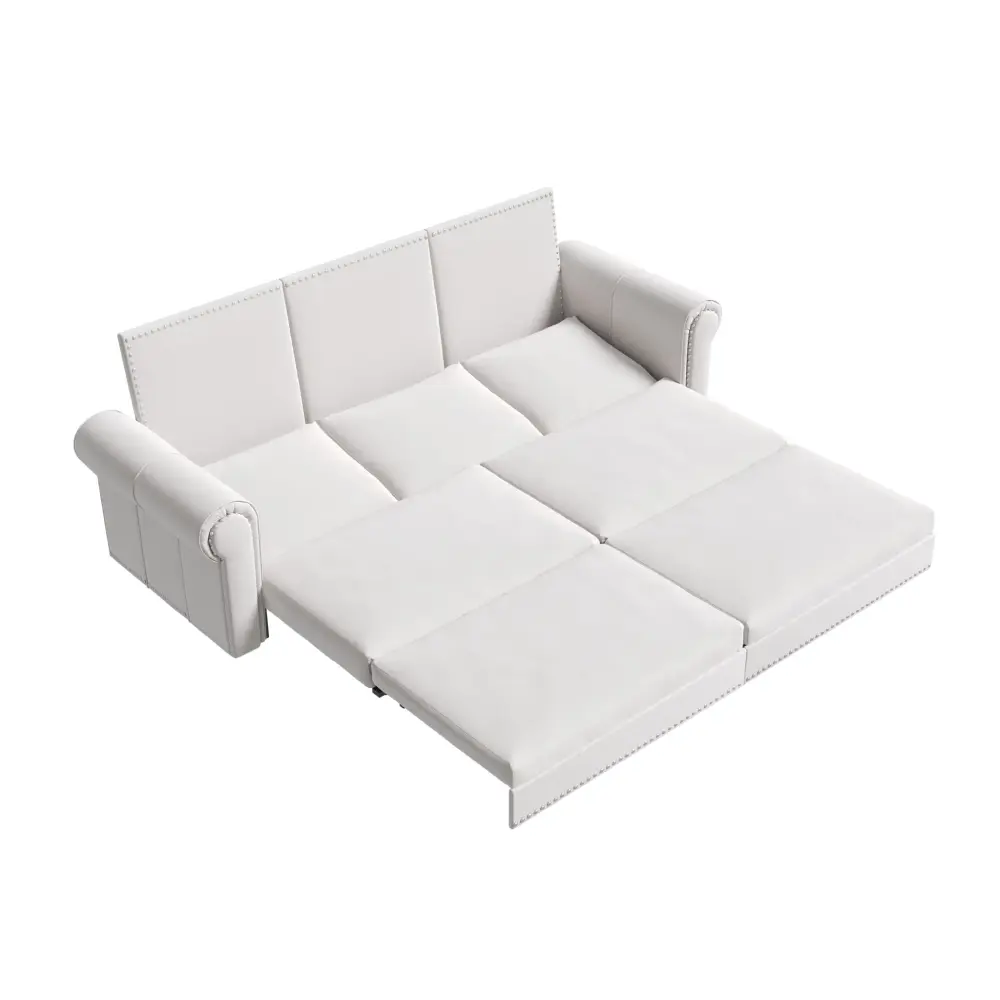 Pull Out Sofa Bed 3 1 Transformable Sleeper Sofa Nailhead Trim & Rolled Arm, Multi Functional