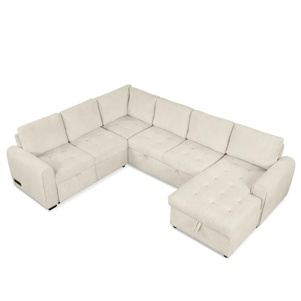 Universal Table Leg U-Shaped Sofa Sectional Sofa Pull-Out Sofa Bed Storage Chaise Lounge, Charging Devices Living Room
