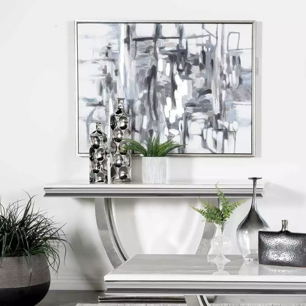Kerwin U-base Rectangle Sofa Table White and Chrome - Modern Design Console Coaster Company