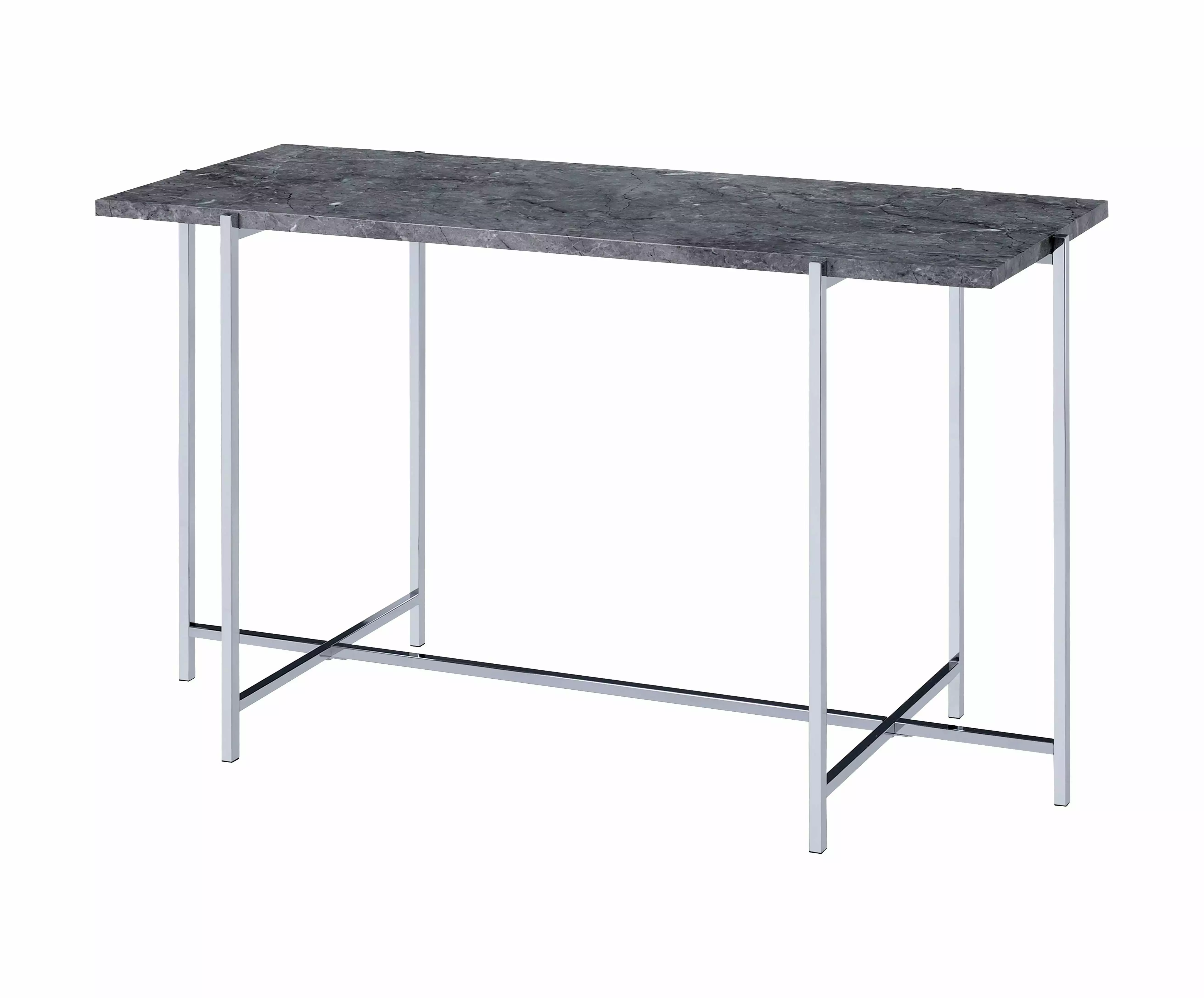 CoSoTower Sofa Table Faux Marble Top and Chrome Legs Modern Living Room Console