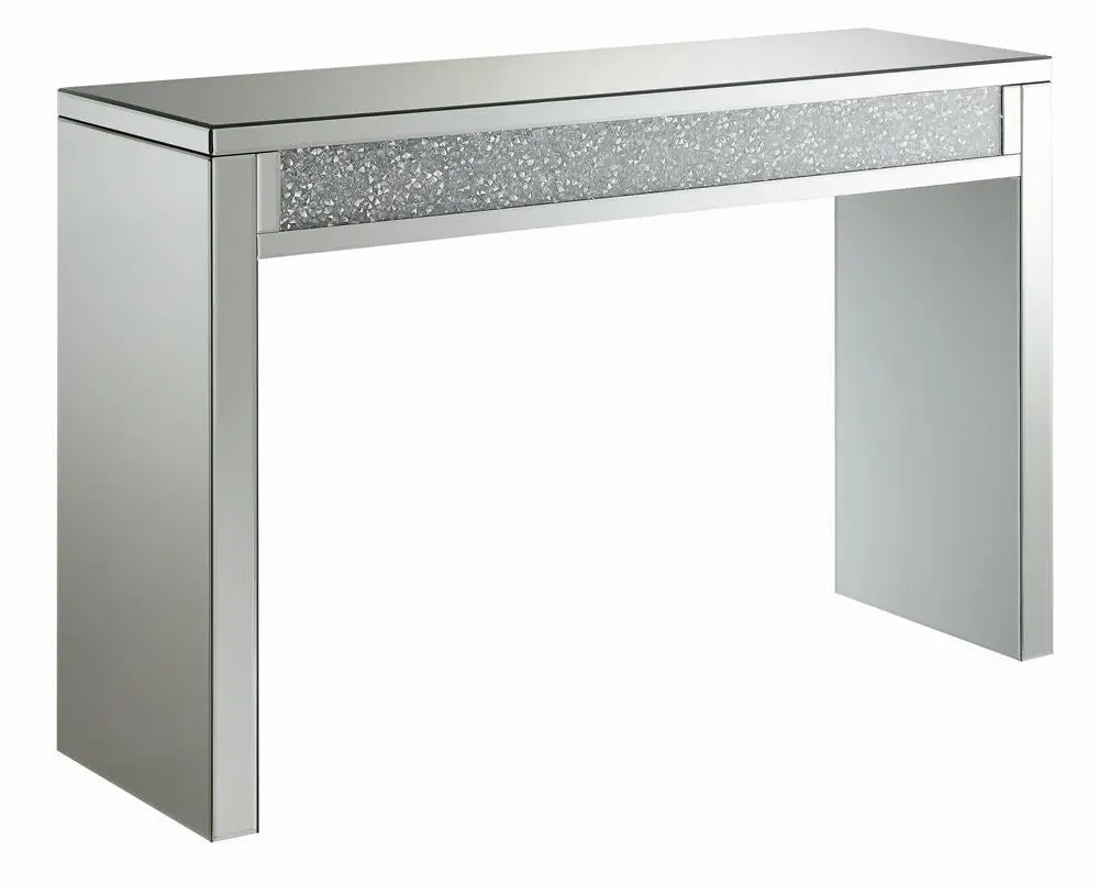 Gillian Rectangular Sofa Table Silver and Clear Mirror Console Table