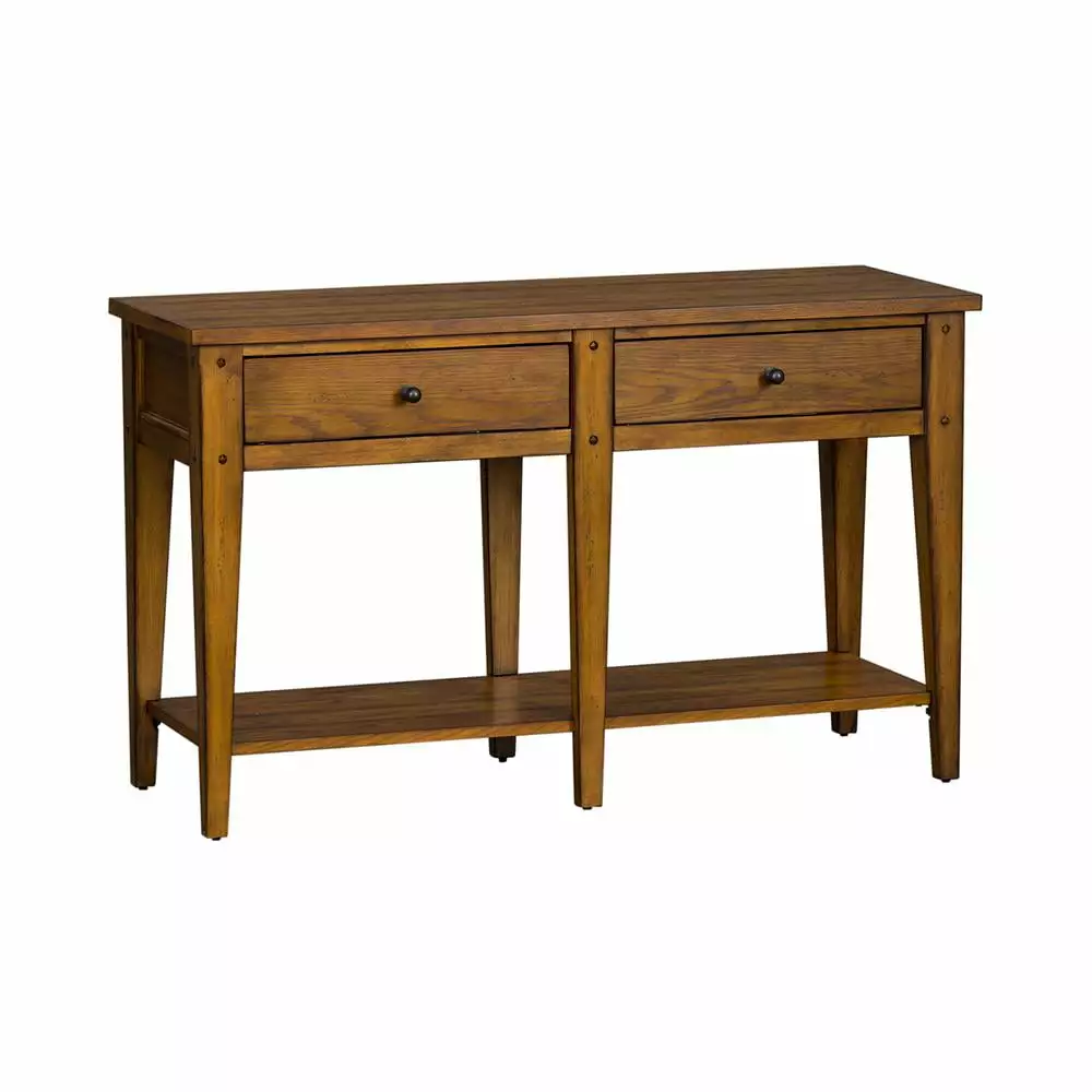 Lake House Medium Brown Sofa Table Living Room or Hallway Console Liberty Furniture