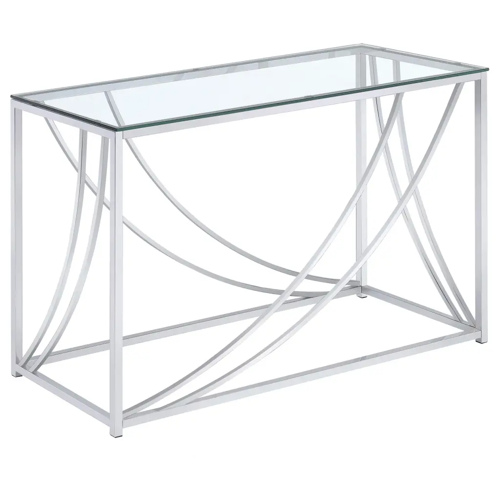 Lille Glass Top Rectangular Sofa Table Chrome Modern Accent Furniture