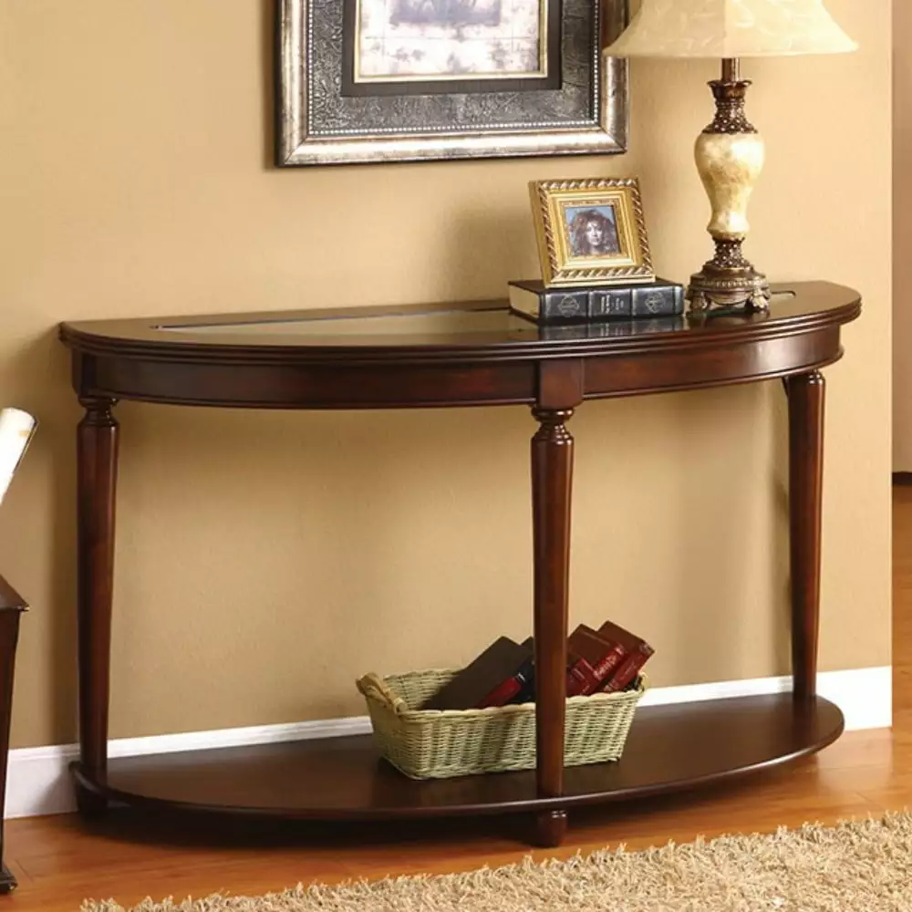 Granvia Traditional Sofa Table Dark Cherry - Saltoro Sherpi Console