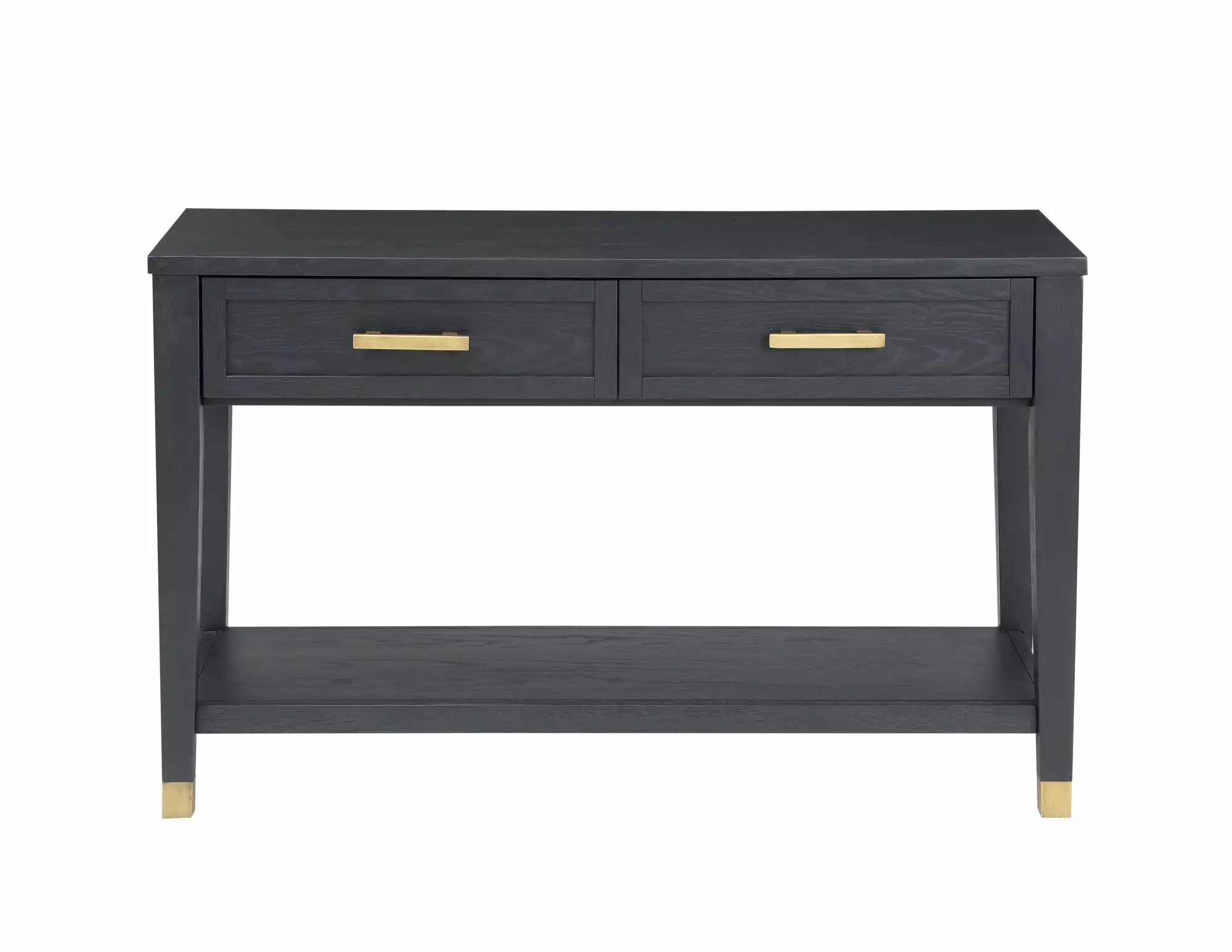 Yves Rubbed Charcoal Wood 2-Drawer Sofa Table - Stylish Living Room Accent Console Steve Silver Company