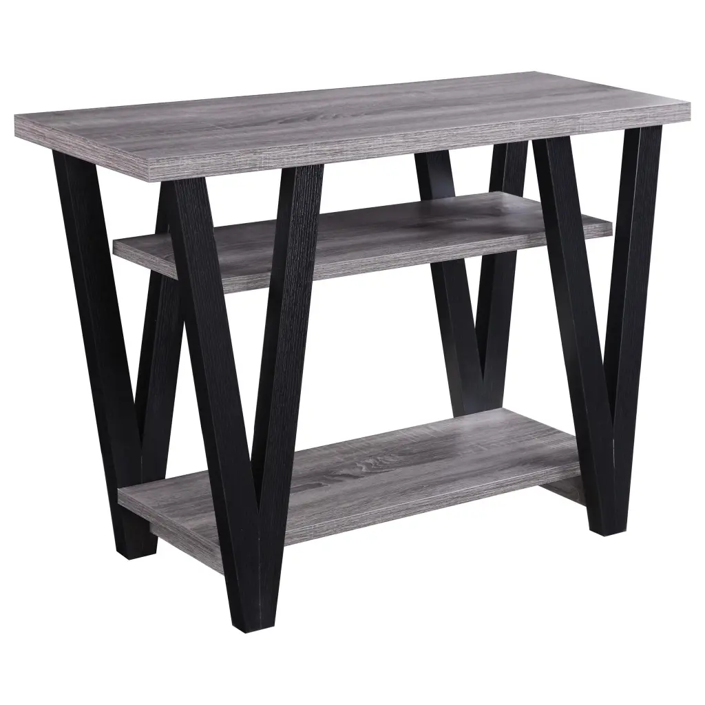 Stevens V-Shaped Sofa Table Black and Antique Grey