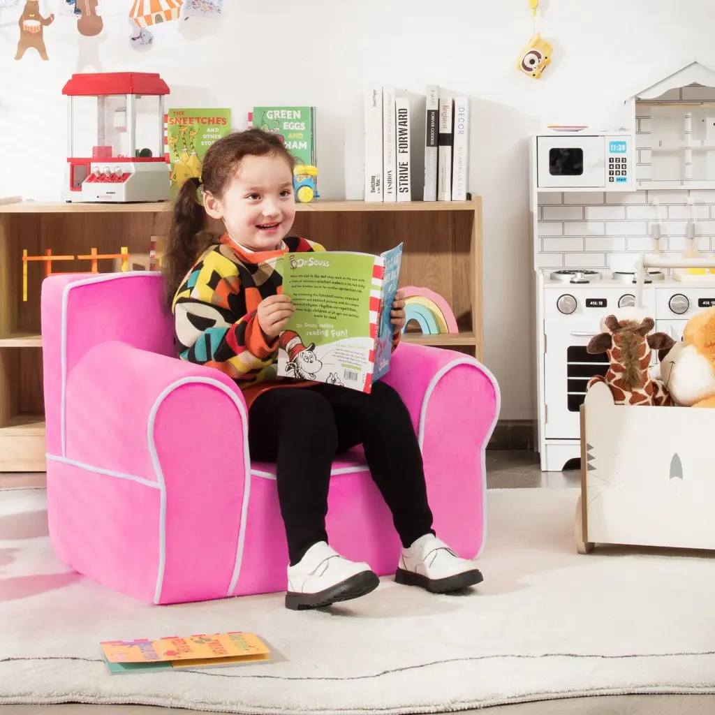 Amijoy Kids Foam Filled Armchair Toddler Couch Baby Sofa Chair Velvet Fabric and High Quality Sponge