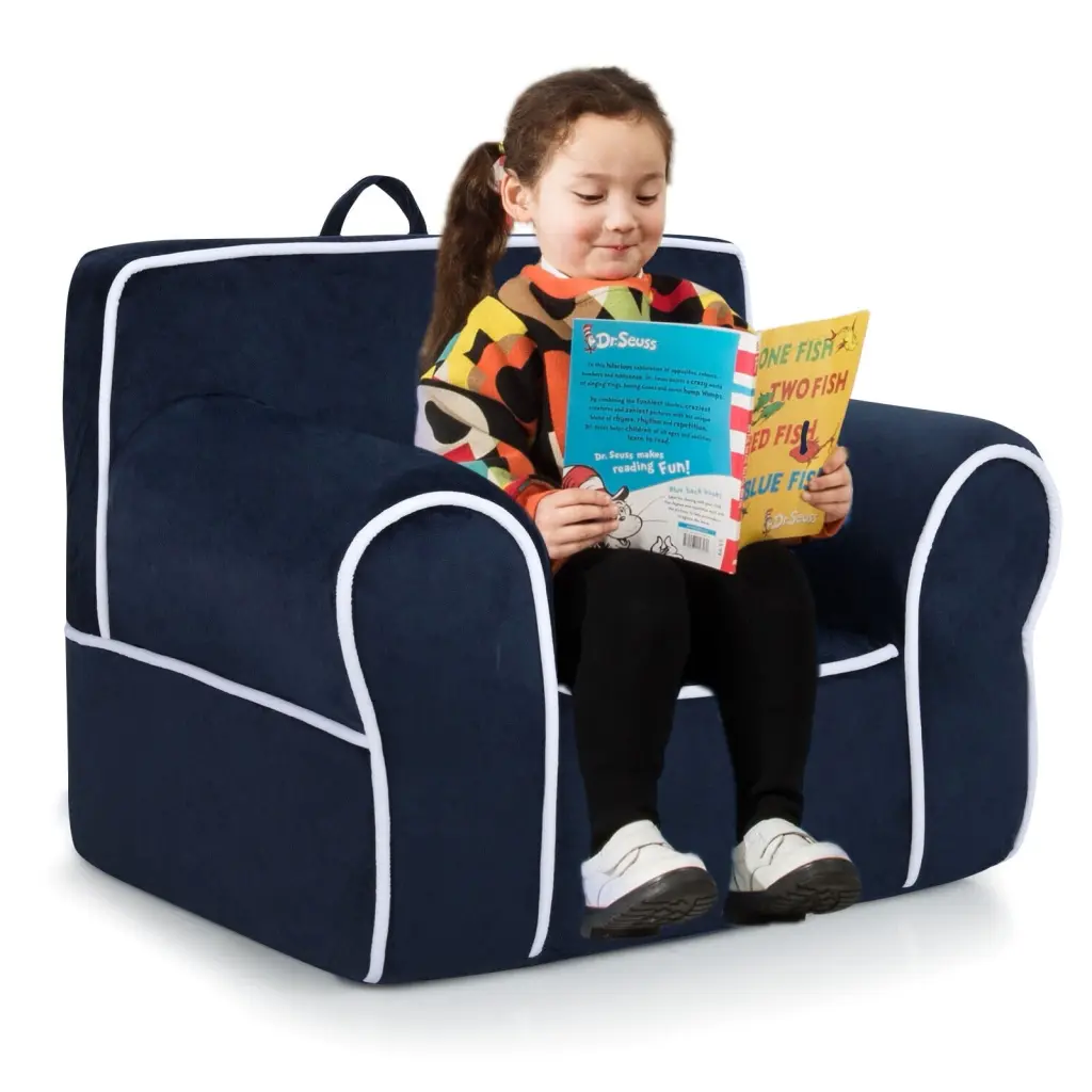Amijoy Kids Foam Filled Armchair Toddler Couch Baby Sofa Chair Upholstered Kids Sofa Velvet Fabric