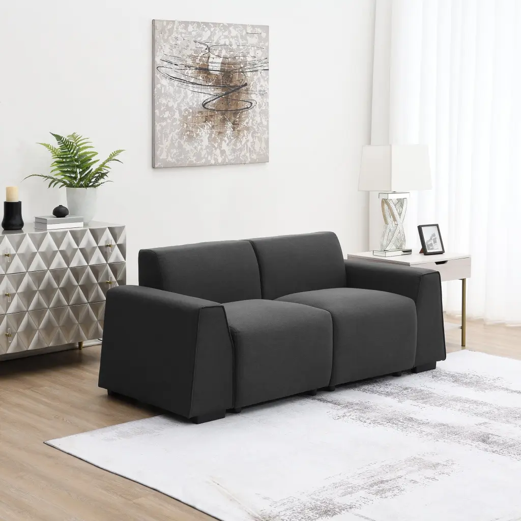 CoSoTower 71 Inch Modern Linen Fabric Sofa Minimalist 2-3 Seat Couch Wide Armrests