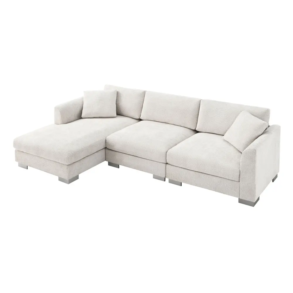 Minimalist Cloud Sectional Sofa L Shaped Luxury Couch Set 2 Free Pillows 4 Seat Oversized Chaise