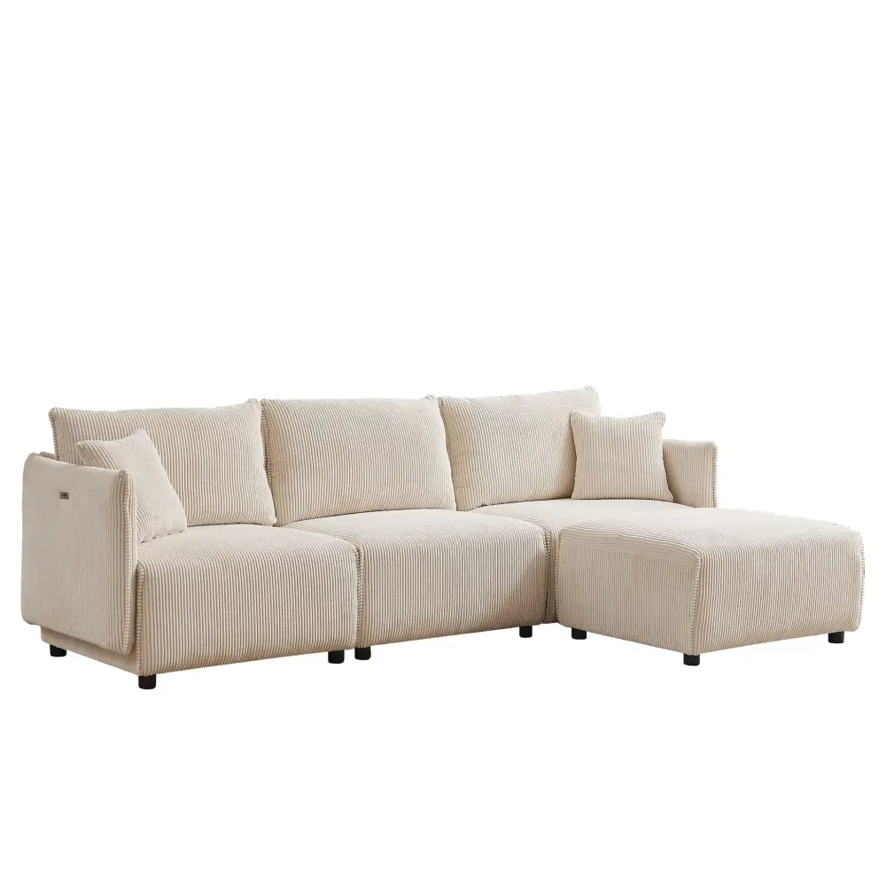 Modern Minimalist Combination Sofa 2 Comfort Cushions USB & C Charging Ports