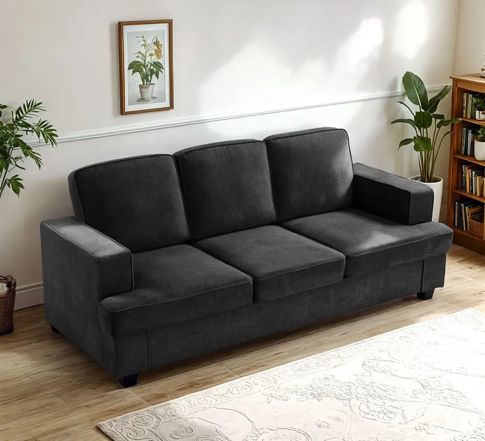 Modern Sofa, Soft 3 Seater Couch Deep Seating, Loose Back Cushions, Wide Arms (Model Cloud)