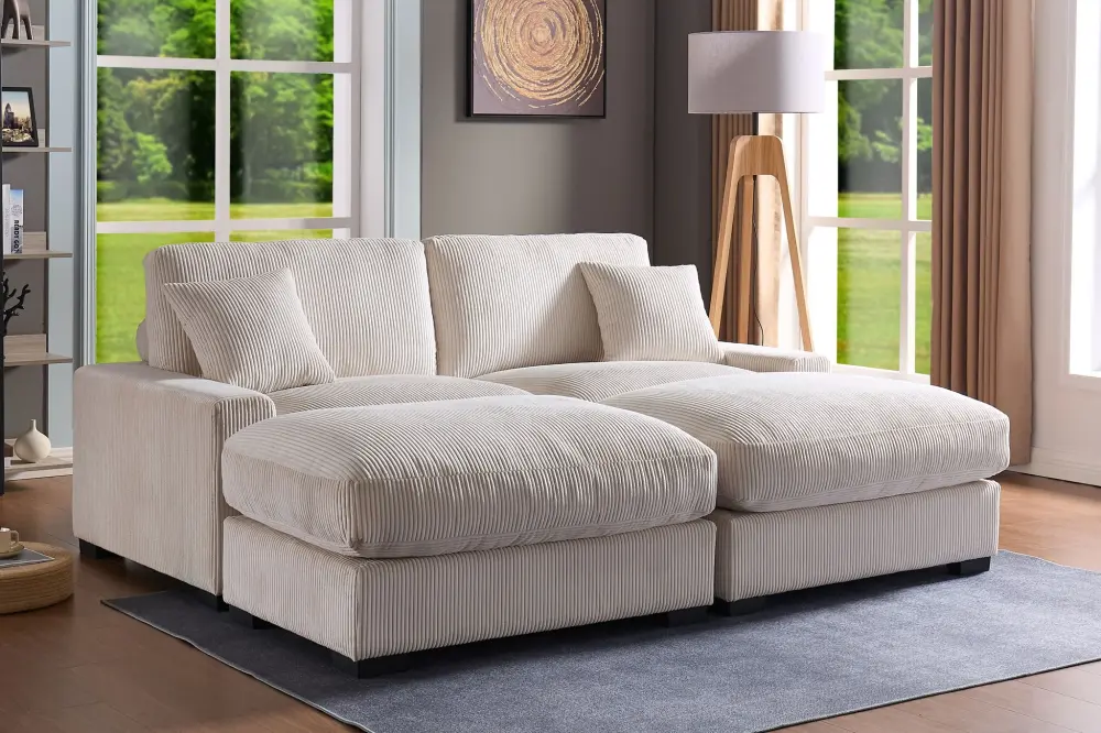 4 Seater Oversized Sectional Sofa 2 Ottoman And 2 Pillows
