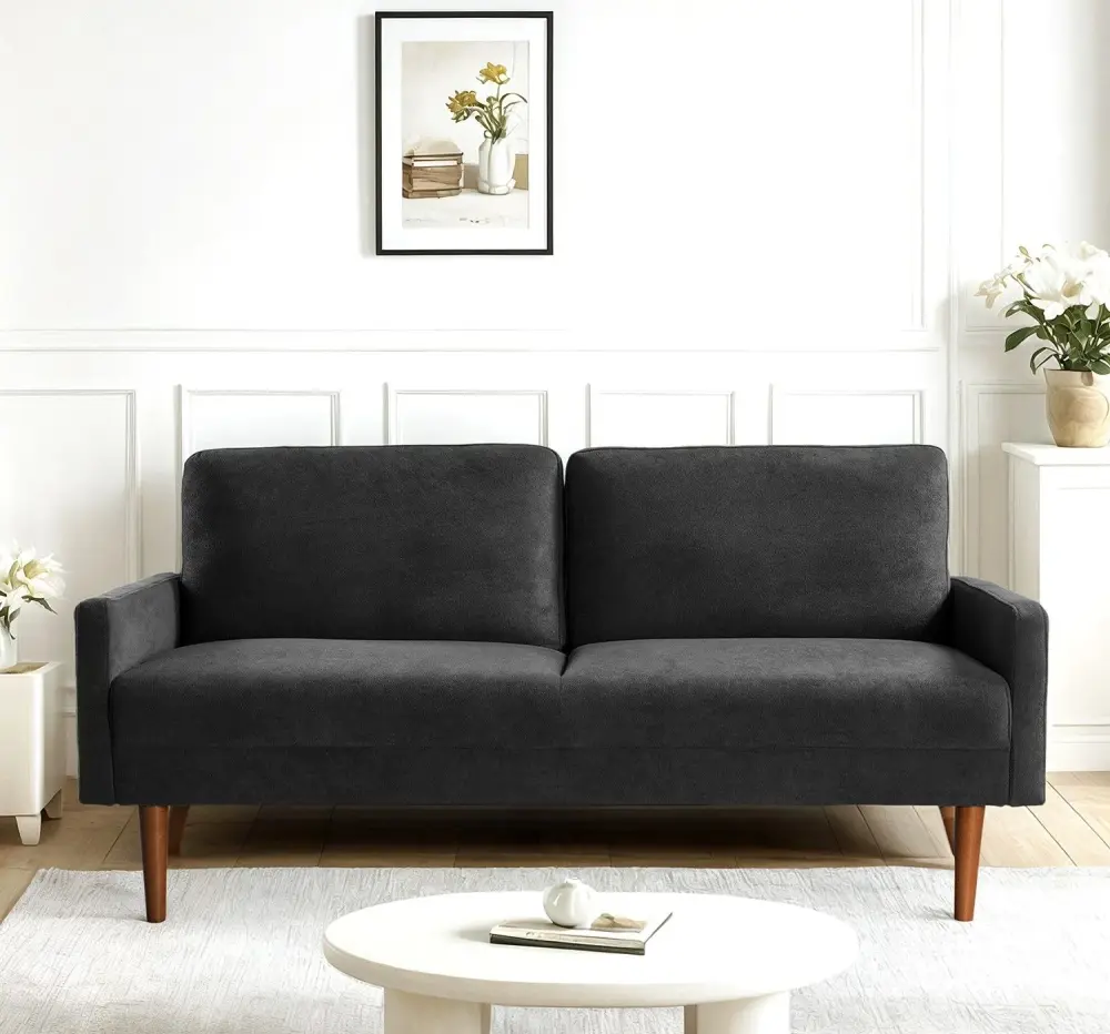Sofa, European Style Sleek Design, Present-day & Vintage Flair, Upholstered 3 Seater Couch Hidden Storage