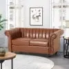 Modern Style Loveseat Light Brown - Contemporary 2-Seater Couch Apartments Jamini