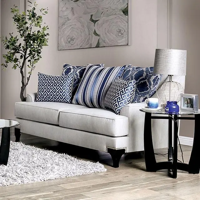Sisseton Light Gray Love Seat Modern Fabric Sofa Living Room