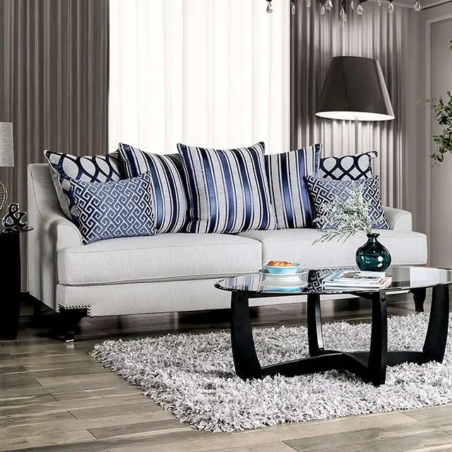 Sisseton Light Gray Sofa 3 Seater Upholstered Couch Living Room