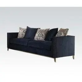 Acme Phaedra Sofa 5 Pillows Blue Fabric - Living Room Sofa