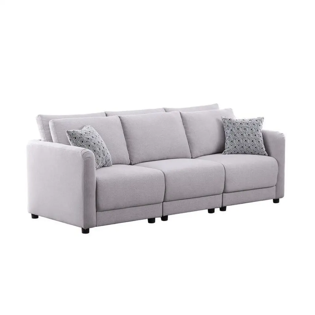 Penelope Light Gray Linen Fabric Sofa Pillows Living Room Bed Bath & Beyond