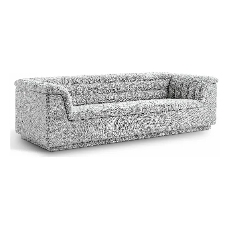 Meridian Furniture Cascade Grey Boucle Fabric Sofa - Modern Living Room Sofa Plush Upholstery
