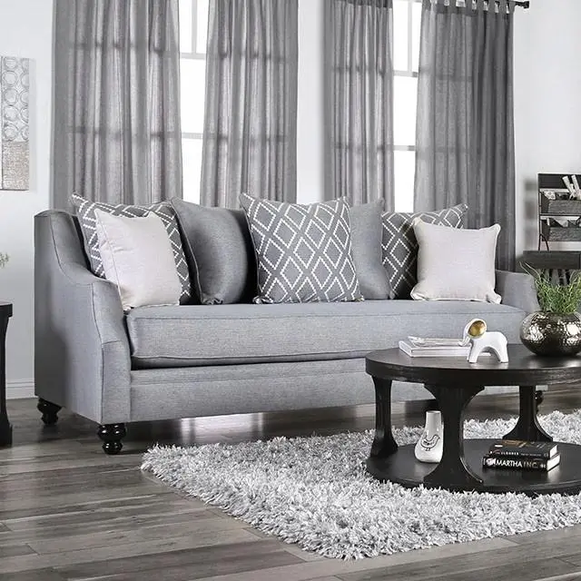 Nefyn Gray Sofa Contemporary 3-Seater Living Room Couch