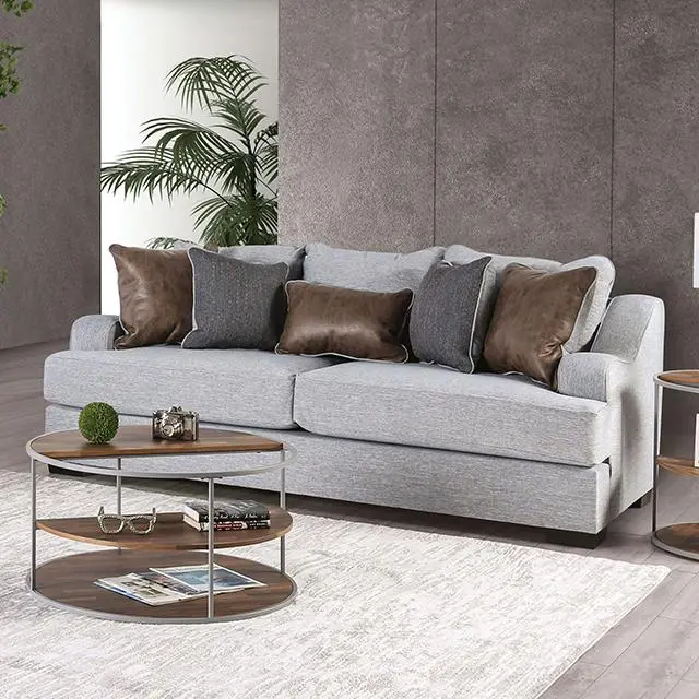 SKYLINE Sofa, Light Gray/Brown - Comfortable 3-Seater Couch