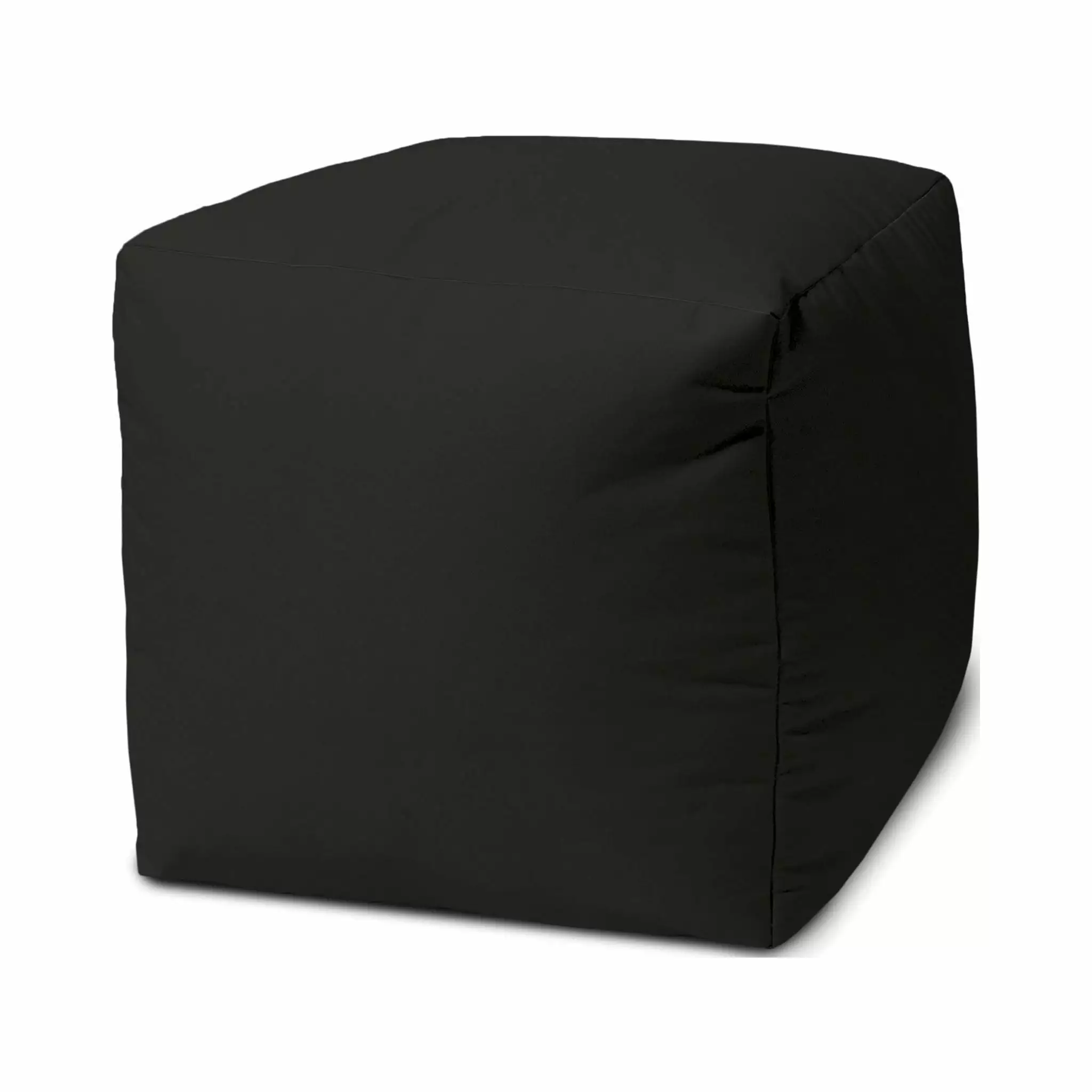 HomeRoots 17 Inch Cool Jet Black Solid Color Indoor Outdoor Pouf Ottoman