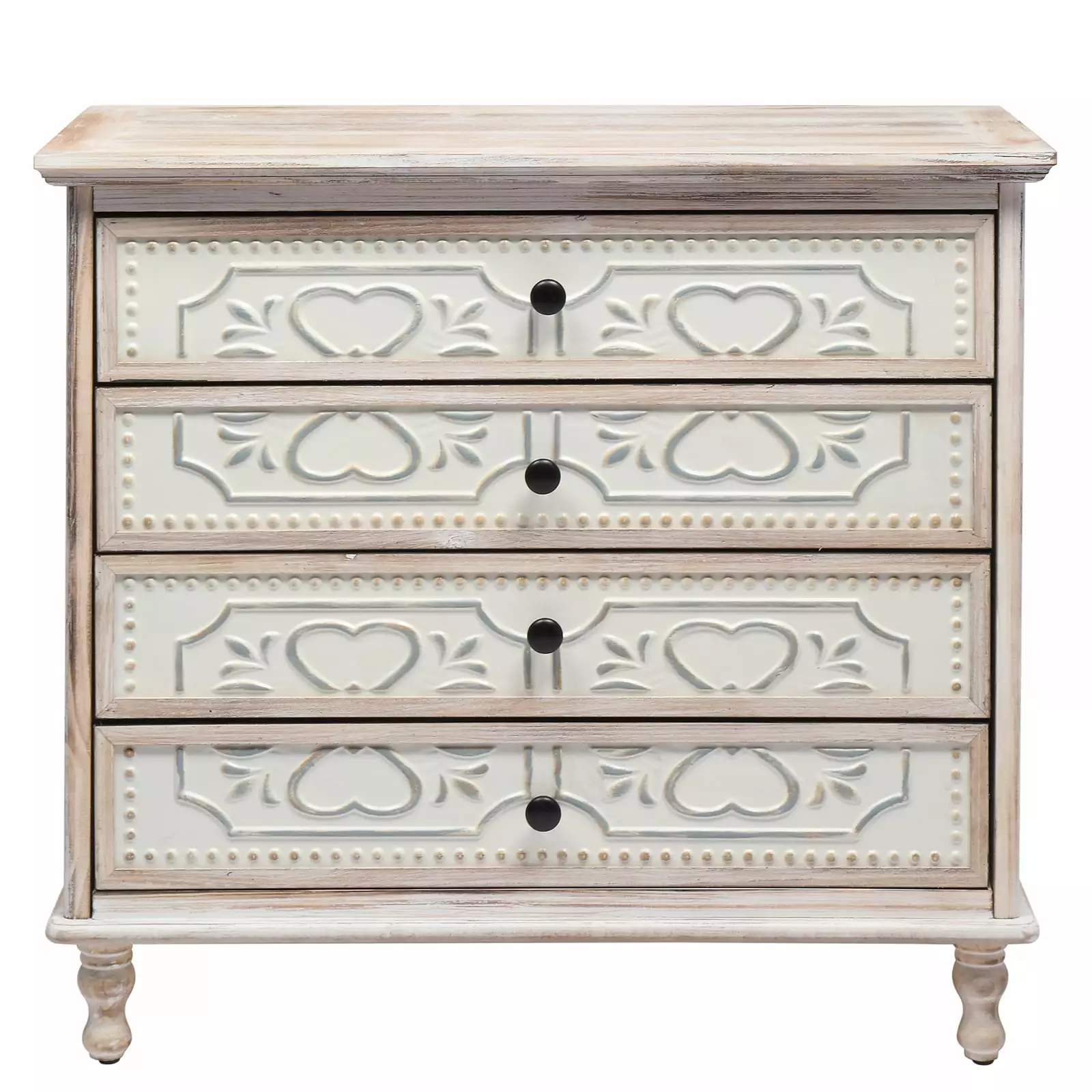 FCH 4-Drawer Solid Wood Dresser - Elegant Storage Cabinet Bedroom and Living Room Washed White
