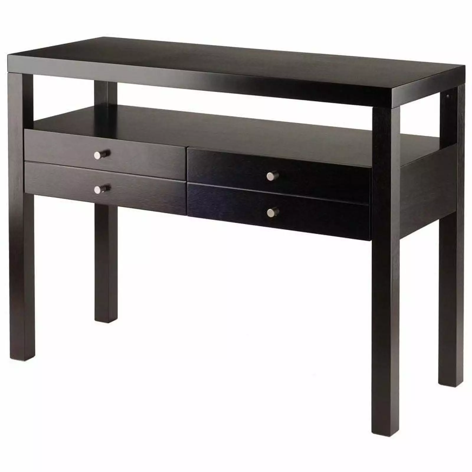 Pemberly Row Transitional Solid Wood Console Table Espresso Finish Entryway Table Console