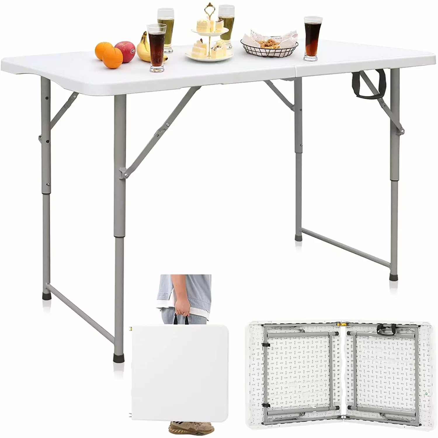 Space-Saving Folding Table Portable HDPE Construction Adjustable Heights