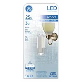 LED T4 Light Bulb Warm White Frosted Non-Dimmable 280 Lumens 3-Watts Mini Bulb GE