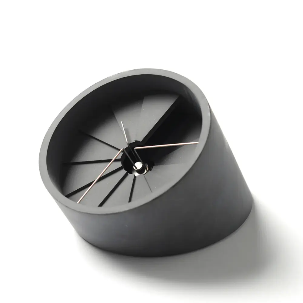 4th Dimension Table Clock (Silver/ Dark Charcoal