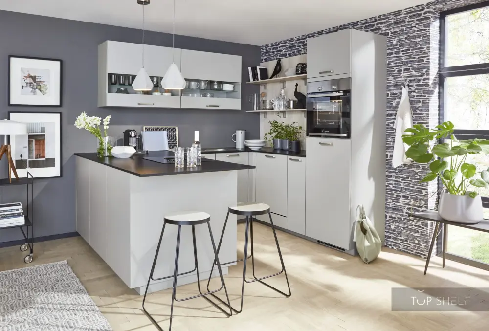 nobilia U-kitchen Touch 341 stone pewter super matte 220 x 280 x 215 cm configurable -