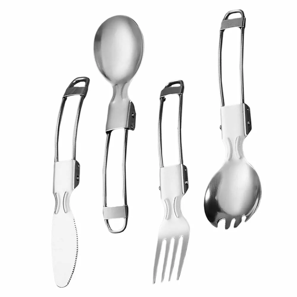 Brandonz 4 Pcs Creative Folding Spoon and Fork Set Convenient Tableware