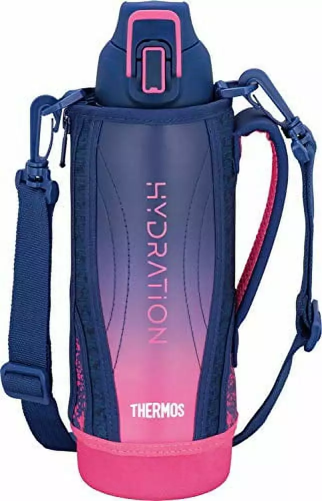 Thermos FHT-1001F Vacuum Insulated Sports Water Bottle 1L Navy Pink Cold Storage Lid