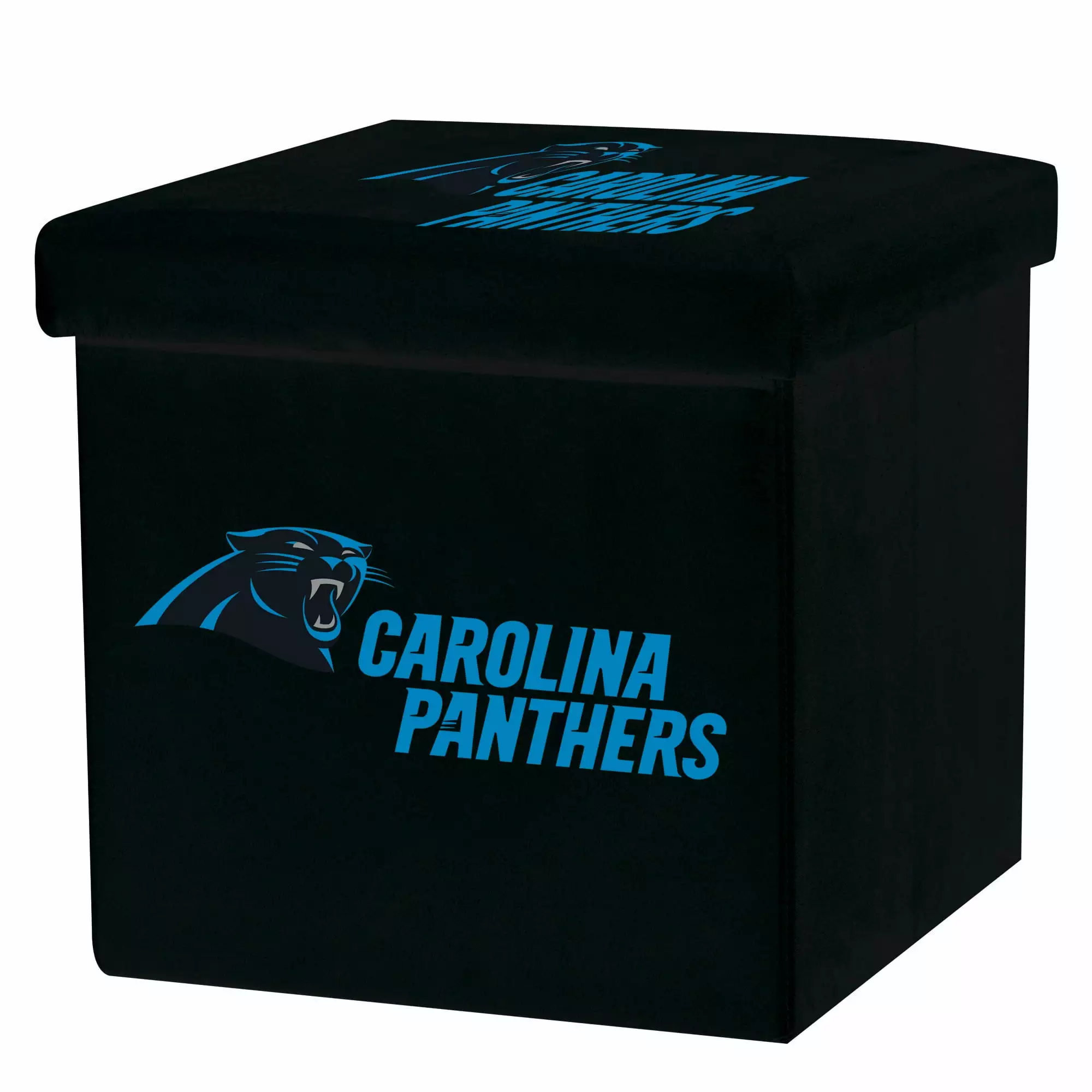 Franklin Sports NFL Carolina Panthers Storage Ottoman Detachable Lid - Team Logo Footrest Stool Ottomans