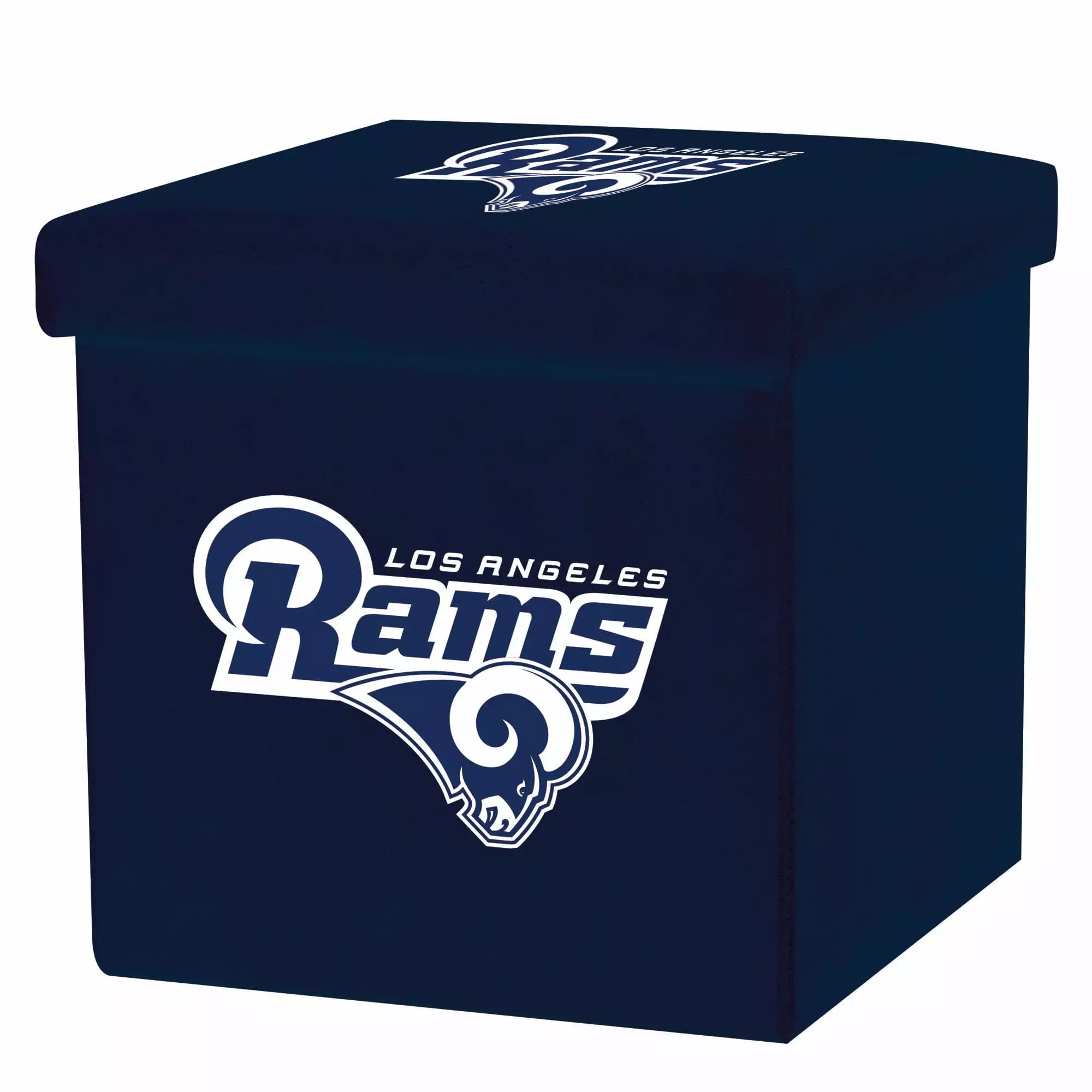 Franklin Sports NFL Los Angeles Rams Storage Ottoman Detachable Lid - Team Logo Footrest Stool Ottomans