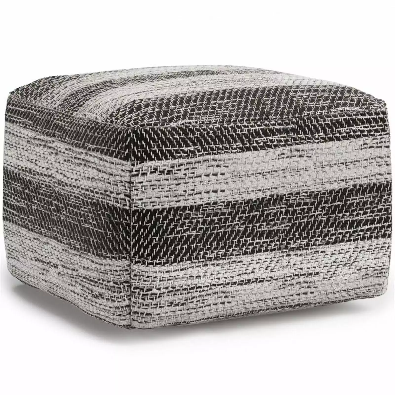 Pemberly Row Transitional Boho Square Fabric Pouf Gray Melange Cotton Versatile Seating