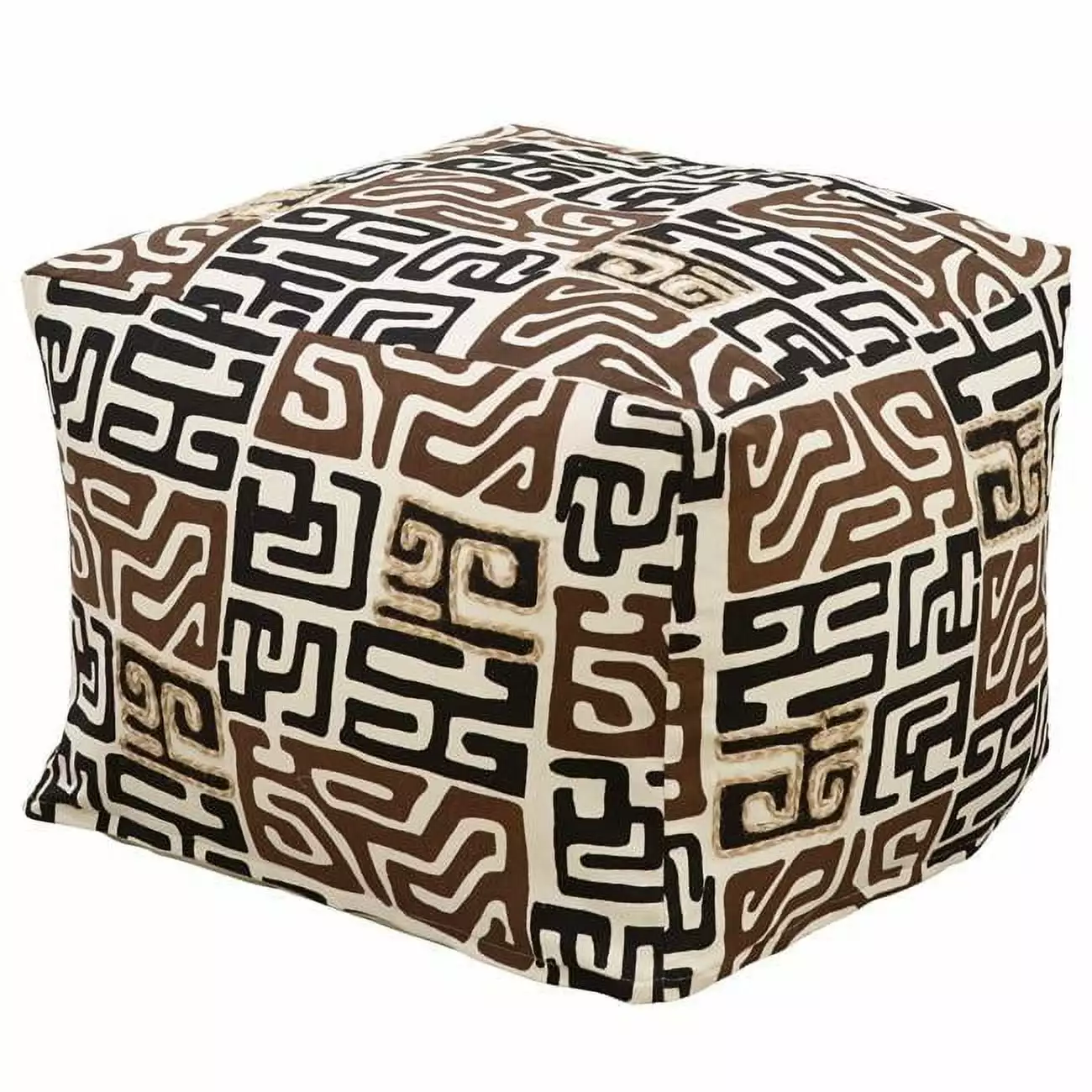 Saro Lifestyle PU665.BK 20 x 20 x 14 Kuba Cloth Pouf Black