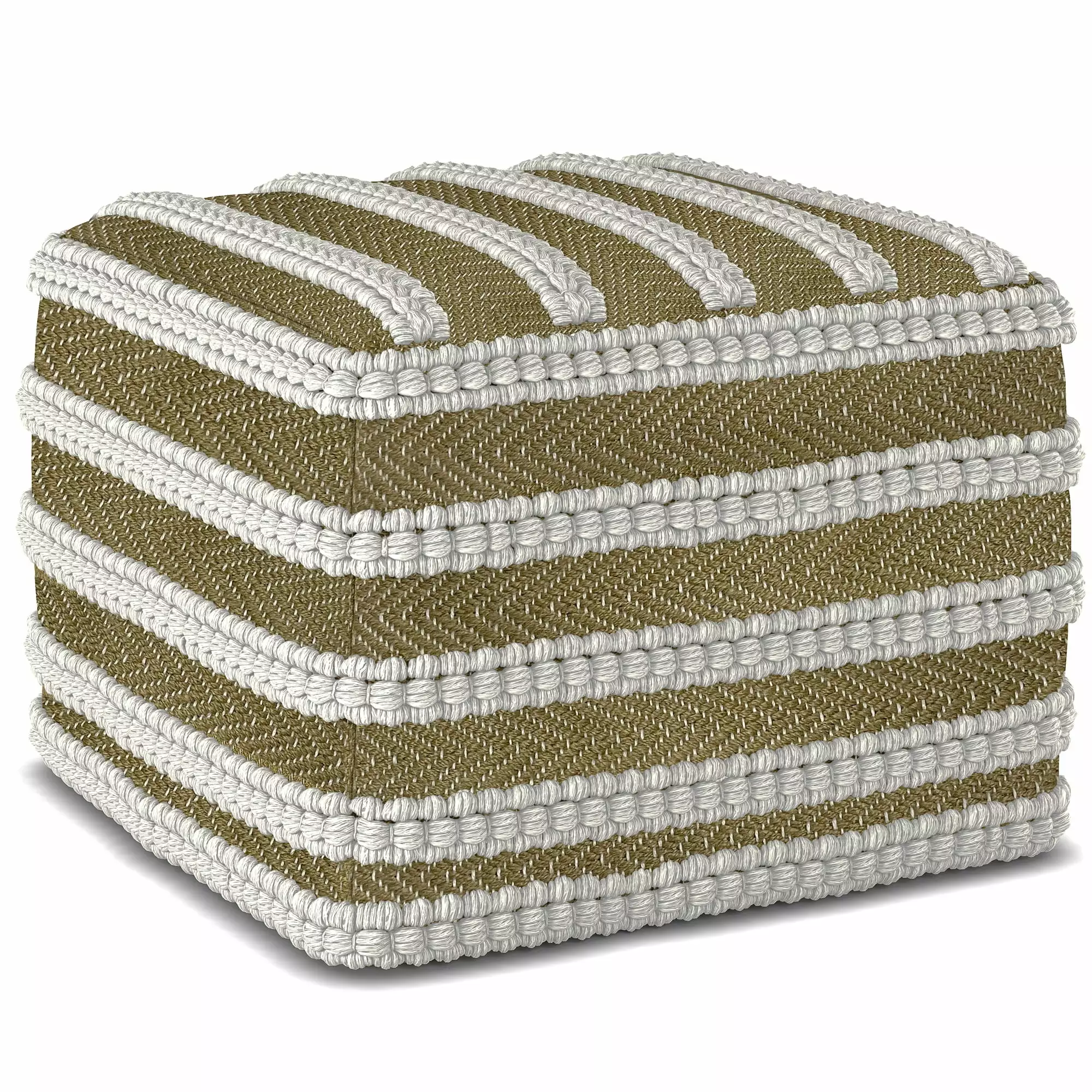 Simpli Home Liam Square Woven Pouf Natural