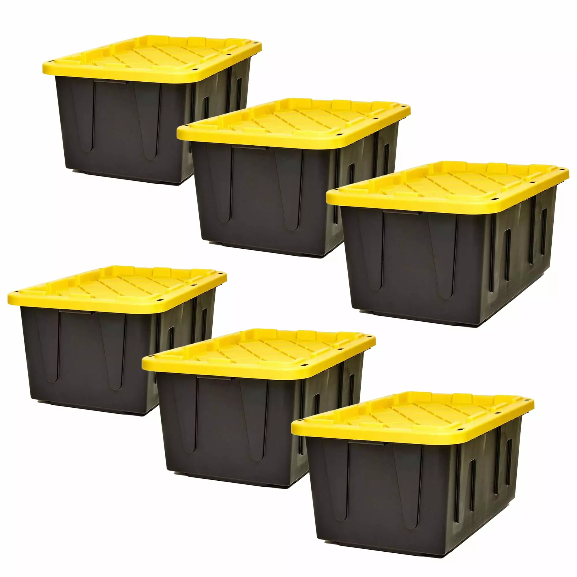Open Box Homz 15 Gal Stackable Home Storage Container Lidded Tote Bin 6pk