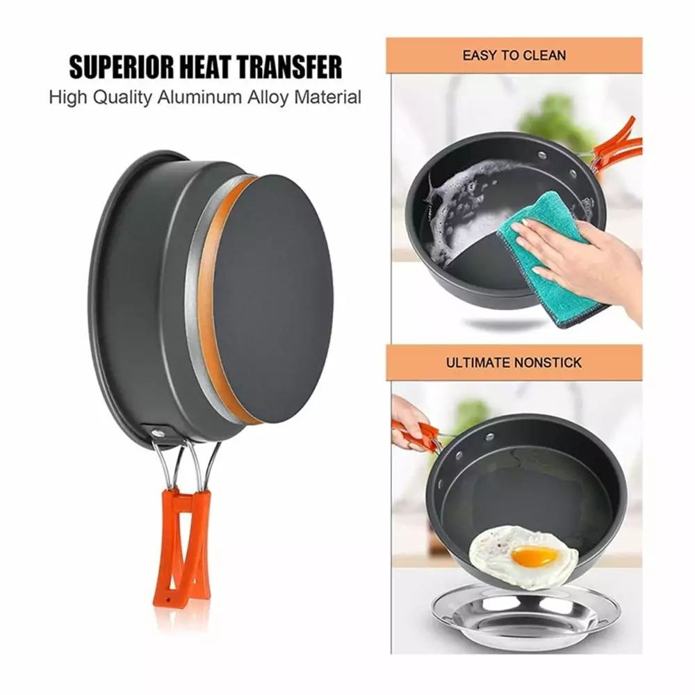 Shinysix Stainless Steel Kitchenware Set Kettle Plates Pan Cookware Utensils Outdoors Picnic