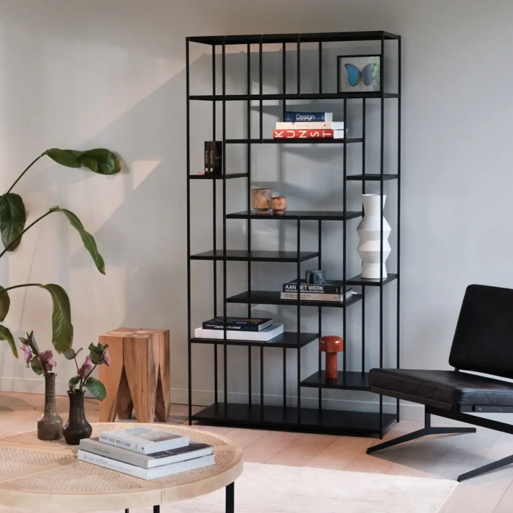Open Shelving Unit Black Metallic - Celine