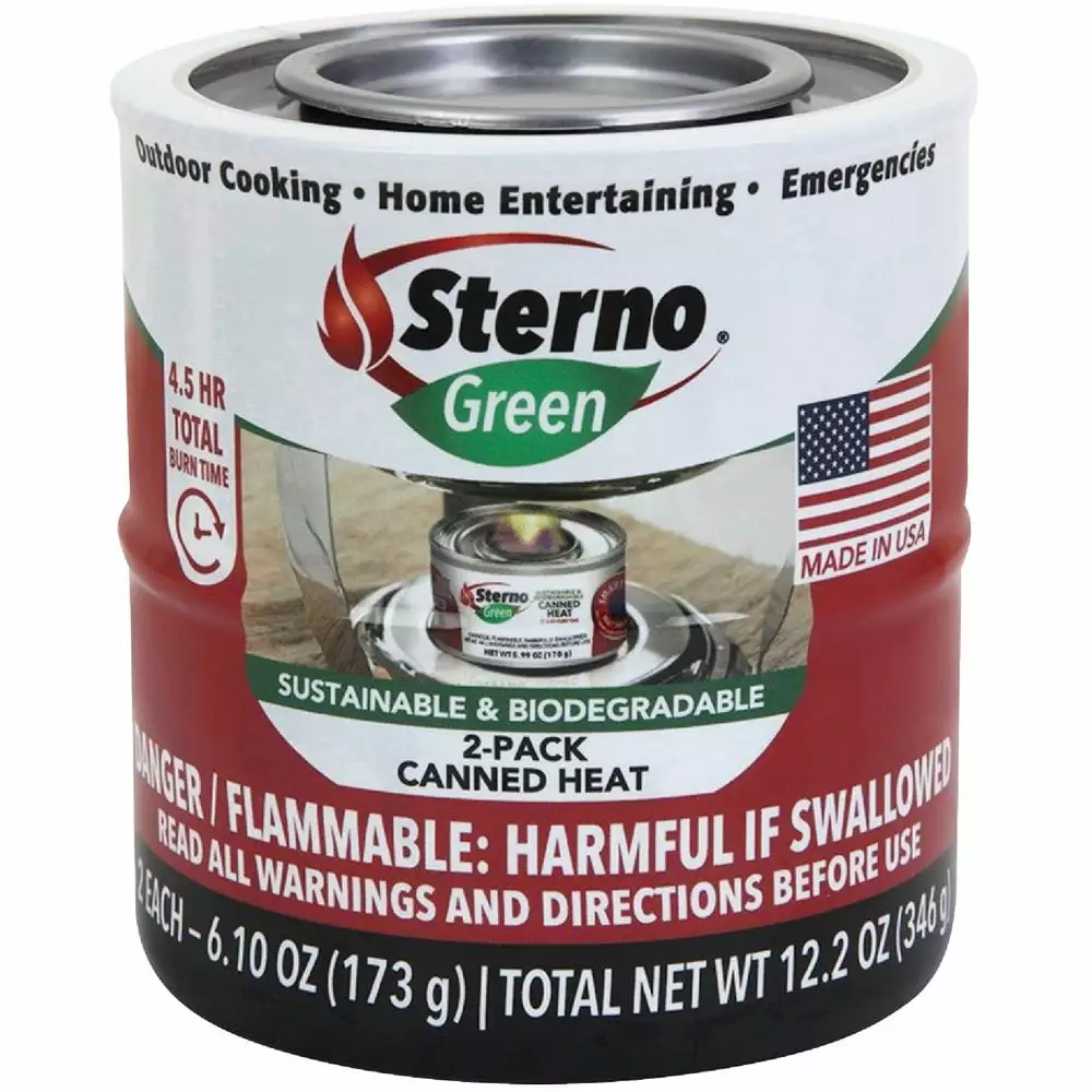 Sterno 12.2 Oz Gel Canned Cooking Fuel 2 Pack Portable Safe Indoor Outdoor Use