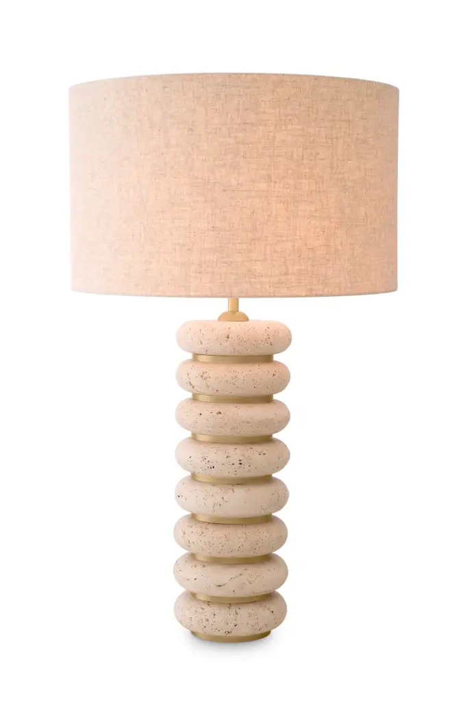 Eichholtz Baron Sculptural Travertine Table Lamp Natural Stone Light