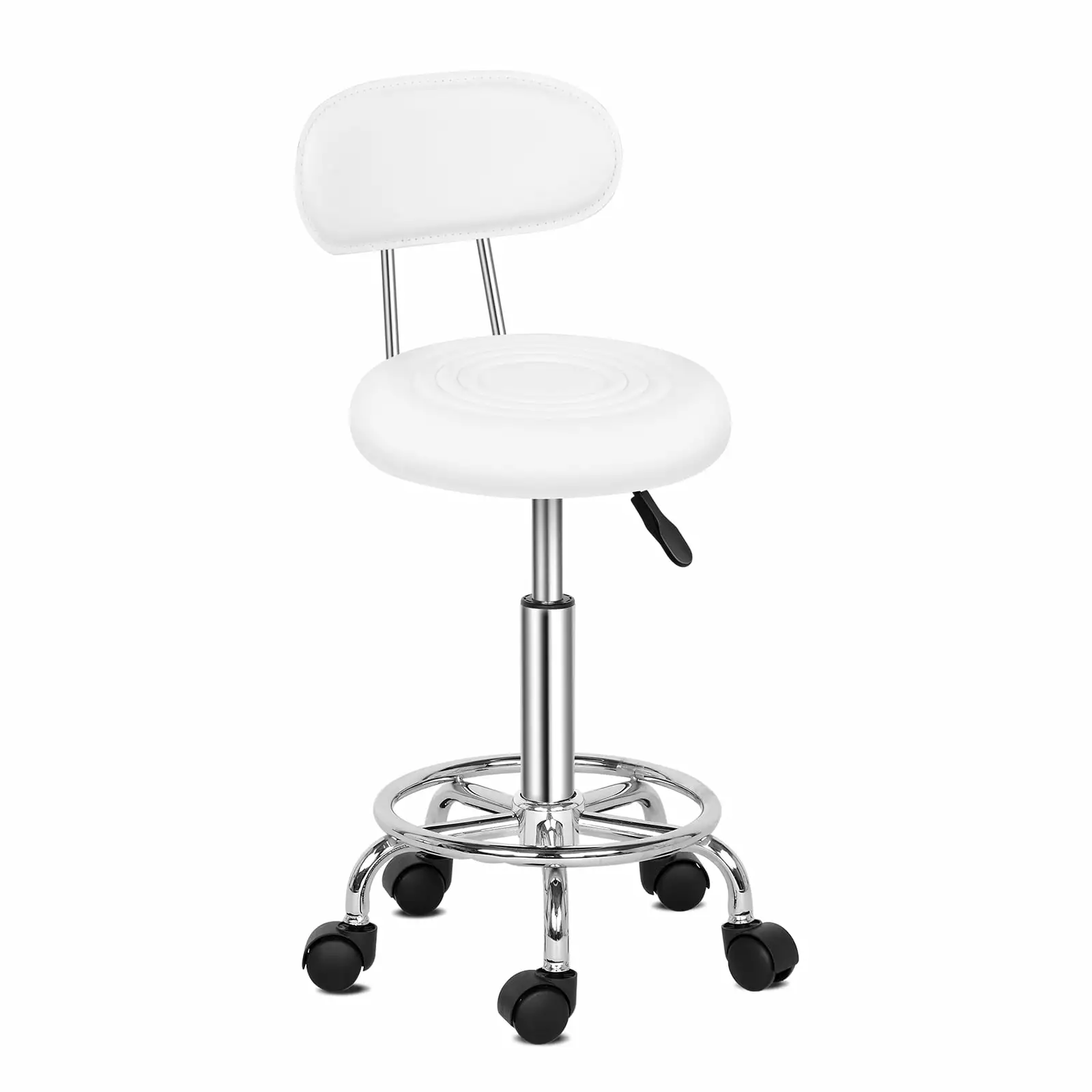 UBesGoo Adjustable Hydraulic Swivel Bar Salon Stool Stripe Backrest White
