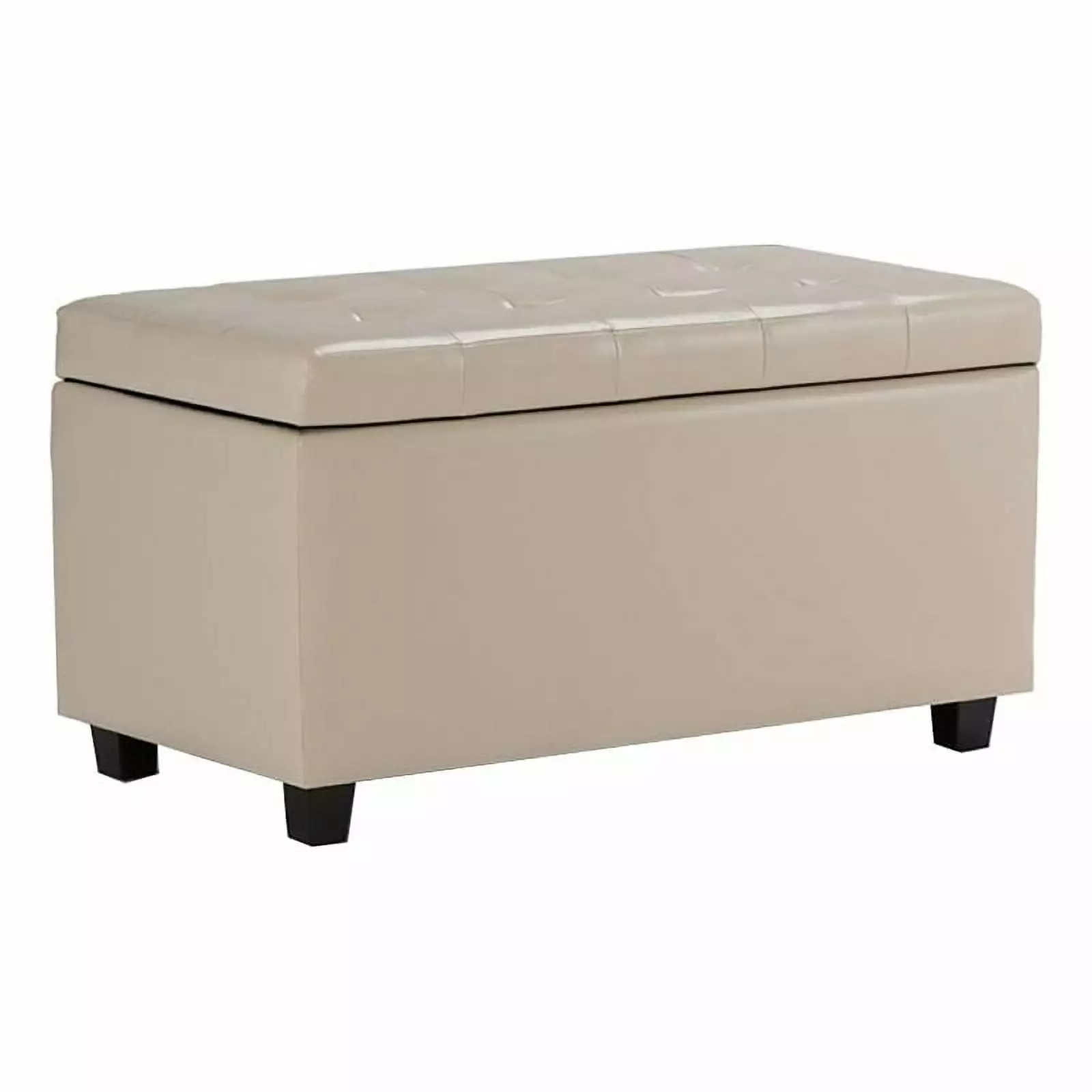 Atlin Designs Transitional Faux Leather Storage Bench Cream Entryway Ottomans