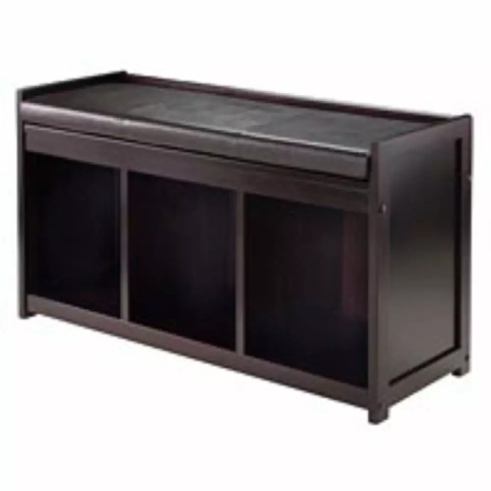 Contemporary Home Living 20.75 Espresso Brown Storage Bench Cushion Benches