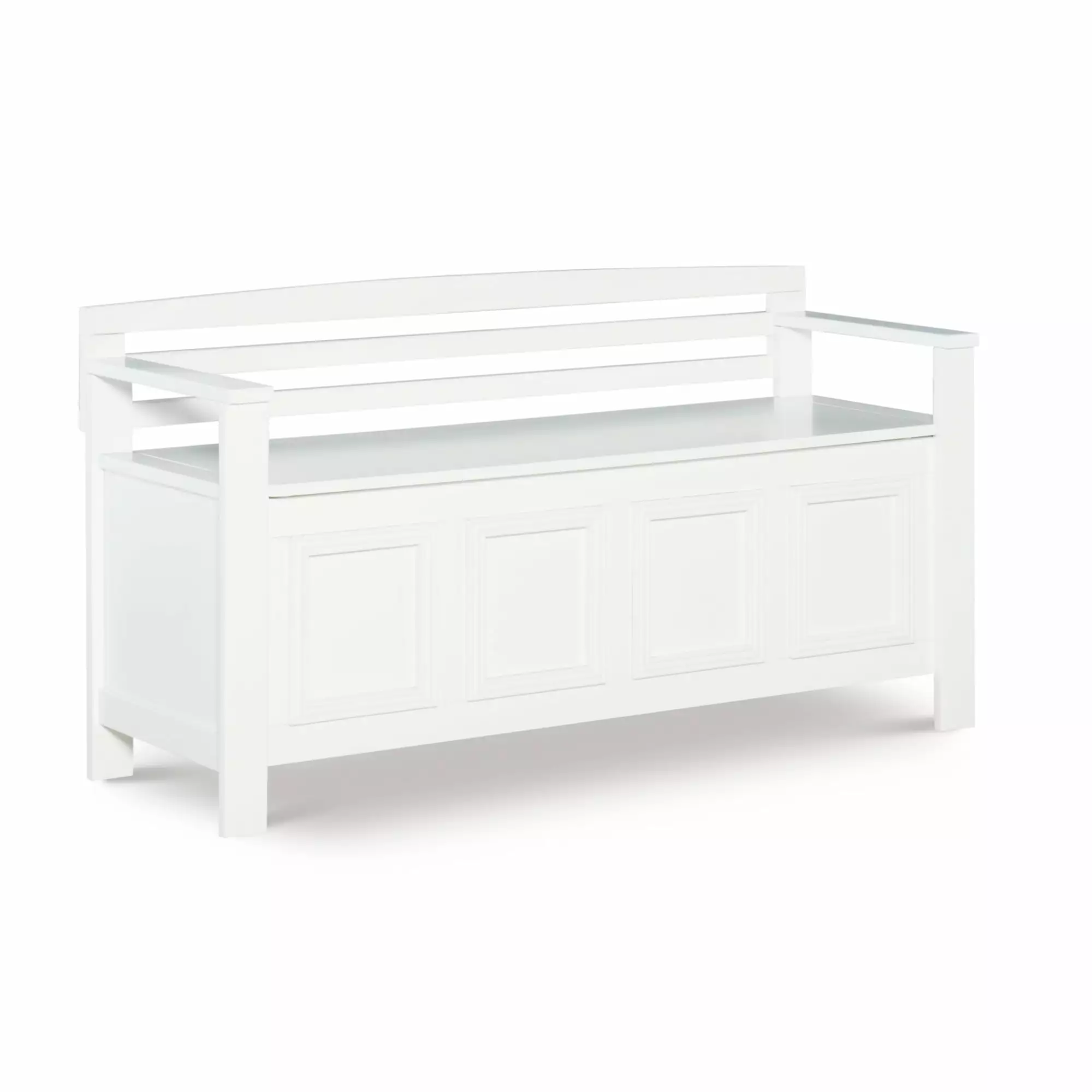 Contemporary Home Living Slatted Back Storage Bench - 46 Inches - White Benches